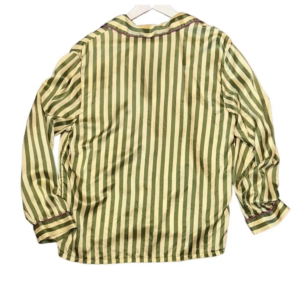 Morgan Lane Katelyn Sleep Shirt Top‎ Silk Blend Button Up Sz Small Anthropologie